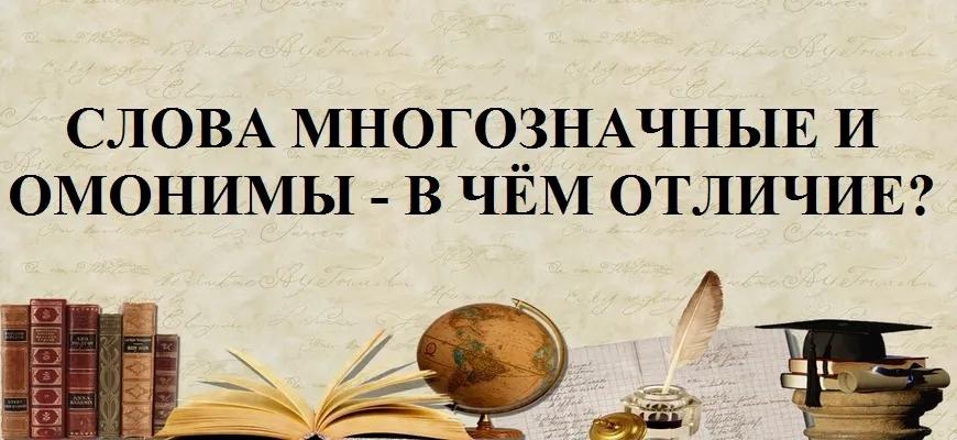 Слова многозначные и омонимы – в чем отличие, как определить